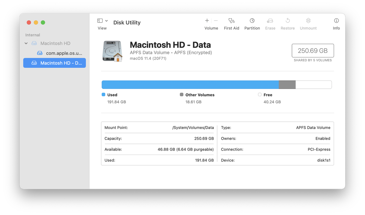 Comment installer la version bêta publique de macOS Monterey 7 Si votre machine utilise APFS, cliquez sur le signe plus en haut pour créer une nouvelle partition.