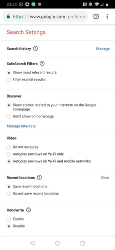Paramètres de recherche d'applications Google Paramètres de recherche d'applications Google