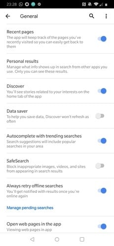 Paramètres généraux de l'application Google Paramètres généraux de l'application Google