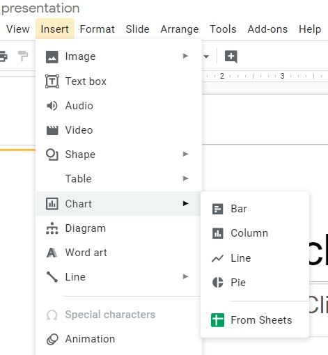 Graphique Google Slides Insérer un graphique Graphique Google Slides Insérer un graphique