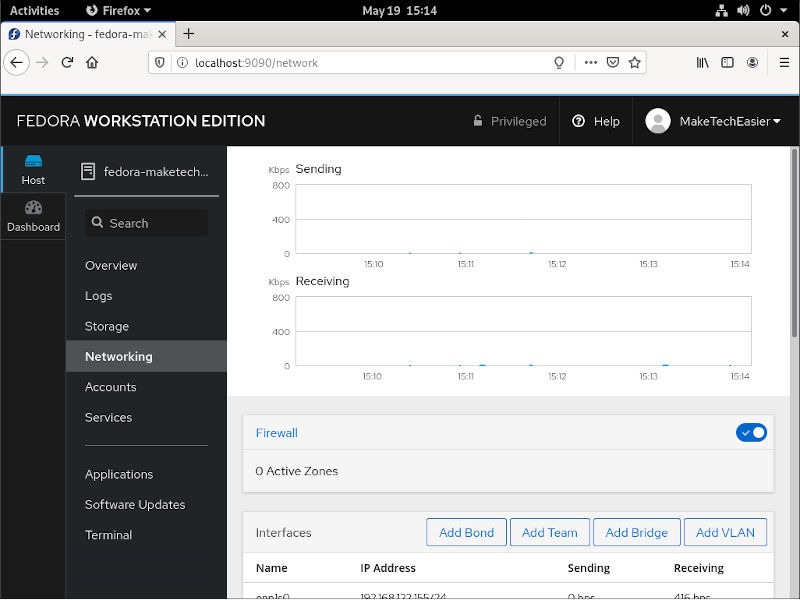 Comment gérer votre système Linux avec Cockpit 8 Réseautage du poste de pilotage