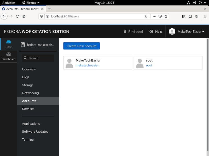 Comment gérer votre système Linux avec Cockpit 9 Comptes de poste de pilotage