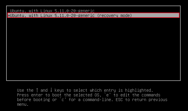 Comment utiliser la commande fsck sous Linux 21 Menu de récupération avec l