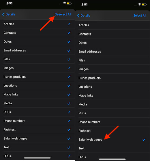 Comment utiliser YouTube Picture-in-Picture (PiP) sur iPhone 18 Select-Safari-web-pages-in-raccourcis