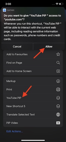 Comment utiliser YouTube Picture-in-Picture (PiP) sur iPhone 21 Choisissez-YouTube-PiP-mode-shortcut- utilisez le mode youtube picture-in-picture (PiP) sur iphone