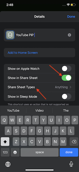 Comment utiliser YouTube Picture-in-Picture (PiP) sur iPhone 17 Turn-on-Show-in-Share-Sheet - utilisez le mode youtube picture-in-picture (PiP) sur l'iphone
