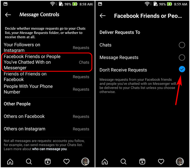 Comment déconnecter Facebook d'Instagram 18 Dissocier les DM Instagram et Facebook Messenger